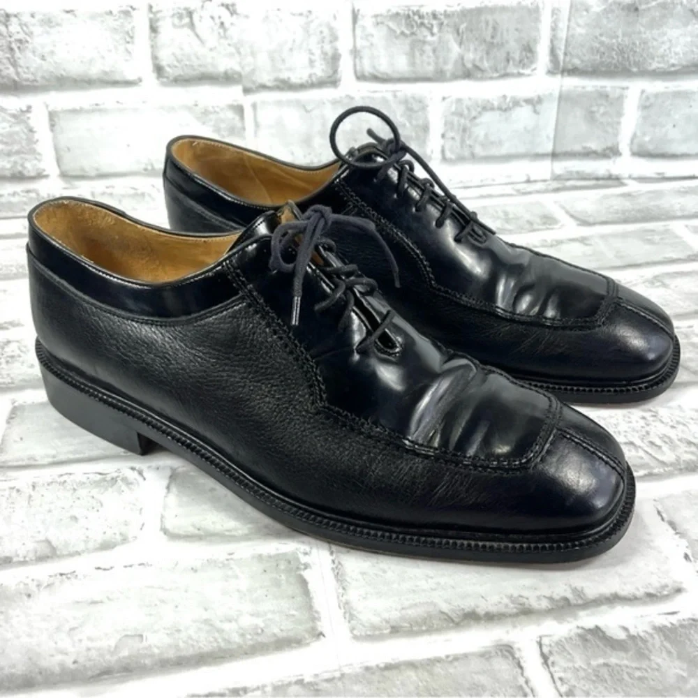 San Remo Made in Italy Black Leather Men's 10.5 Oxford Dress Shoes